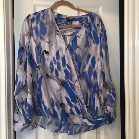 Alfani Tops - Alfani Beautiful Blue, Gray and Black Blouse